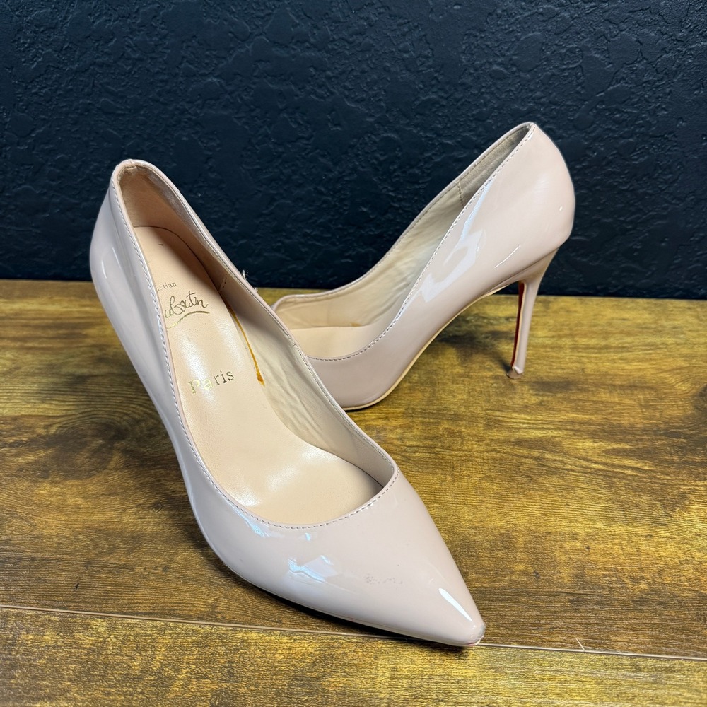Christian Louboutin Pigalle Nude Patent Leather Pumps Womens Size 39